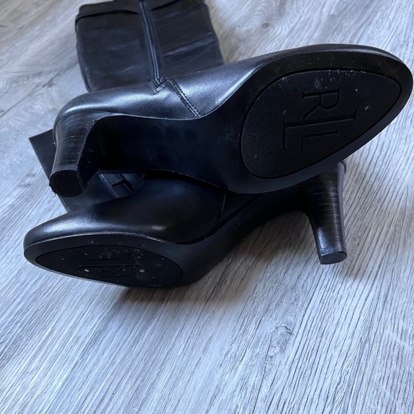Ralph Lauren Susie Black Leather tall Boot, 3” Heel, Size 8.5 womens - Picture 5 of 7